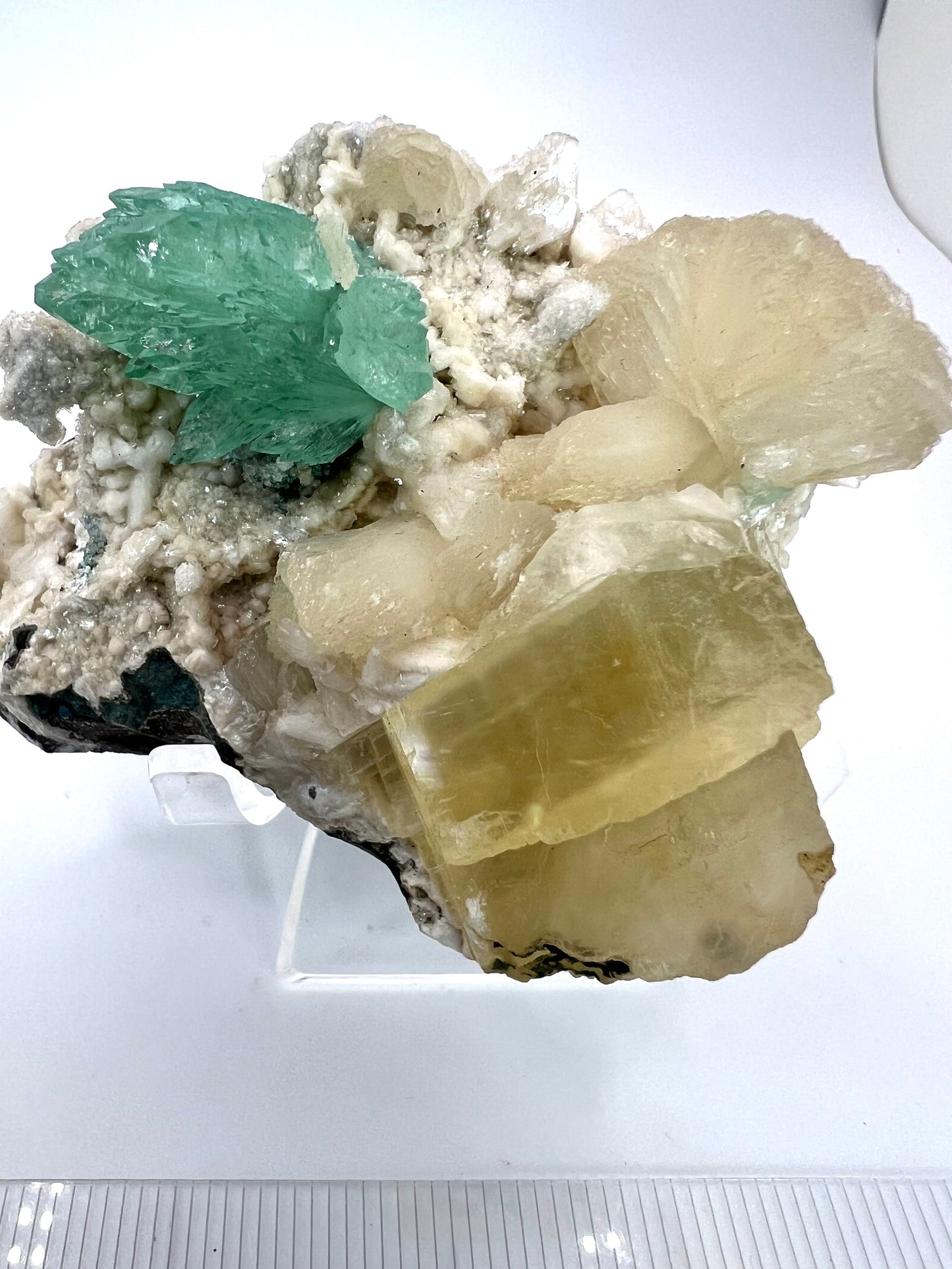 Green Apophylite and Calcite