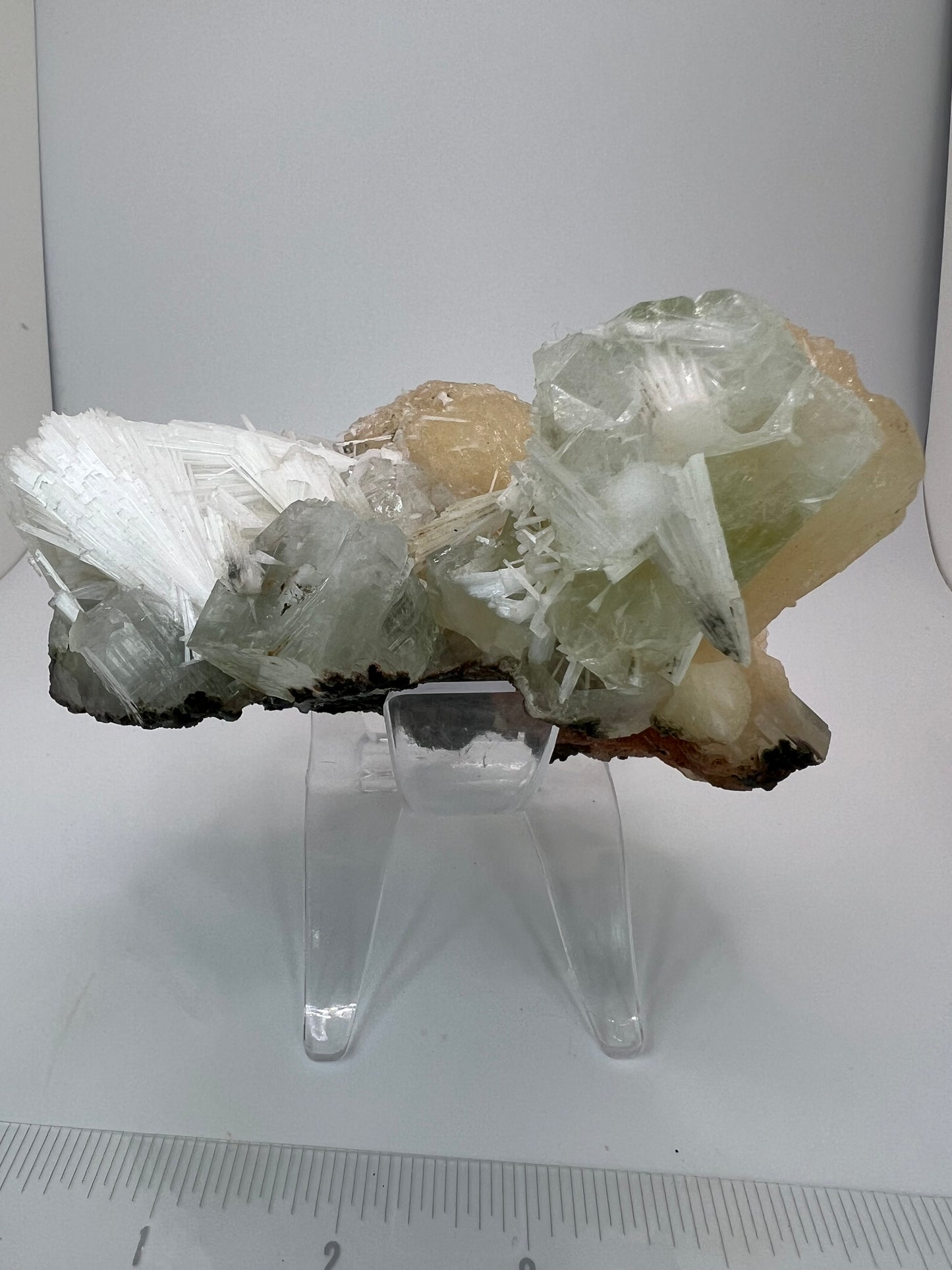 Green Apophylite, Stilbite, and Scolecite