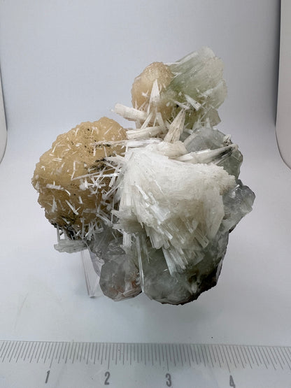 Green Apophylite, Stilbite, and Scolecite